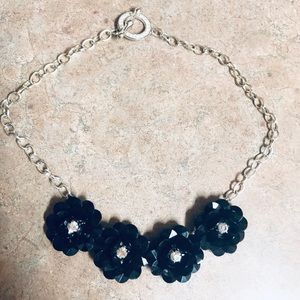 Black & Silver Flower Necklace